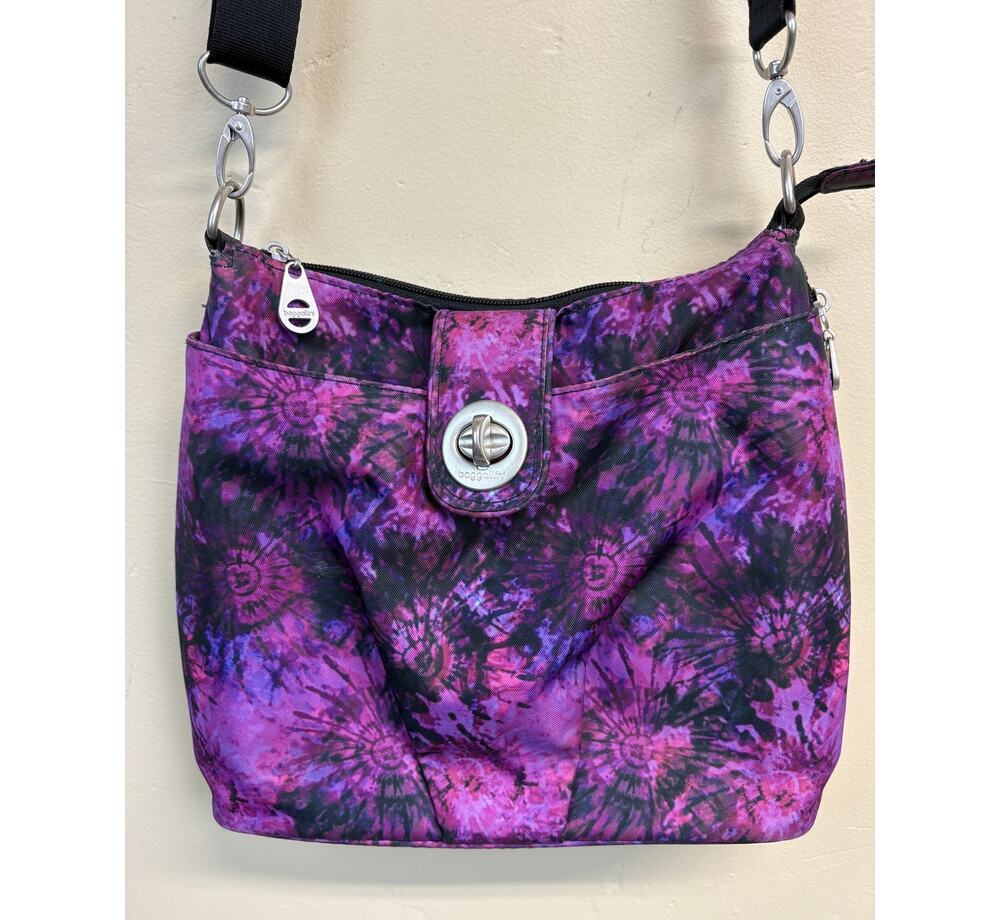 Baggallini Sorrento RFID Hobo Crossbody Bag Purple Tie-Dye